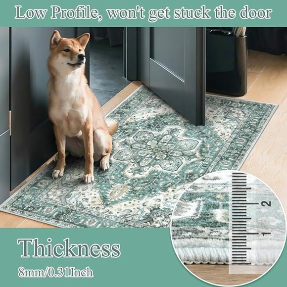 Persian Vintage Floor Mat, Boho Tribal Area Rug Stain Resistant SIZE 2x3 - Picture 5 of 10